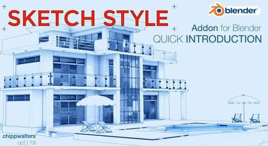 素描线框草图风格效果渲染Blender插件 Sketch Style v2.0.2 素描线框草图风格效果渲染Blender插件 Sketch Style v2.0.2