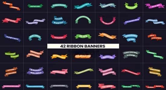 AE模板-42个丝带横幅条文字标题动画 Ribbon Banners AE模板-42个丝带横幅条文字标题动画 Ribbon Banners