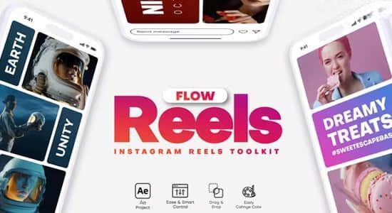 AE模板-竖屏多画面分屏拼贴图文介绍展示动画 ReelsFlow AE模板-竖屏多画面分屏拼贴图文介绍展示动画 ReelsFlow