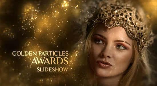 AE模板-金色华丽悬浮发光粒子背景颁奖典礼包装片头 Golden Particles Awards Slideshow