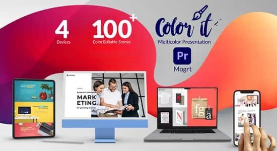 PR模板-100组网络社交平板电脑手机应用程序宣传介绍动画Multicolor Web and App Promo