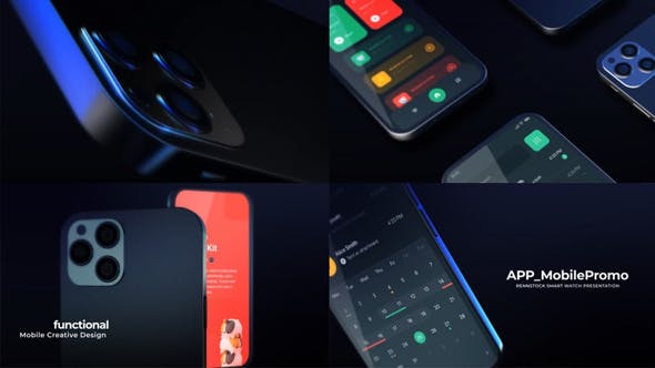 AE模板-三维智能手机APP界面展示介绍宣传动画 Mockup App Presentation