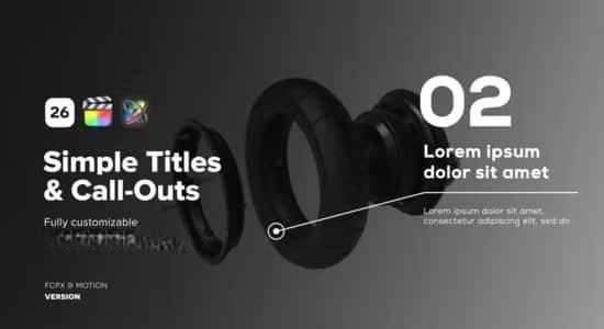 26个简洁线条呼出注释介绍文字标题动画FCPX插件 Simple Titles & Call-Outs