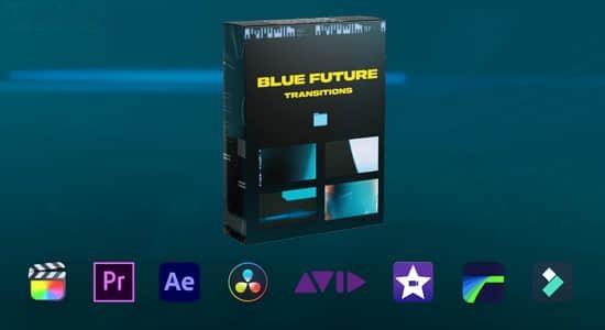 20个蓝色梦幻光效闪烁转场过渡4K视频素材 Blue Future Transition Pack