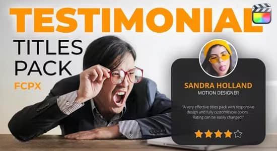 FCPX插件-5组客户评论五星好评文字标题动画 Testimonial Titles