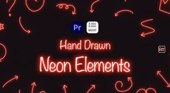 PR模板-48个手绘霓虹发光线条图形元素动画 Hand Drawn Neon Elements PR模板-48个手绘霓虹发光线条图形元素动画 Hand Drawn Neon Elements