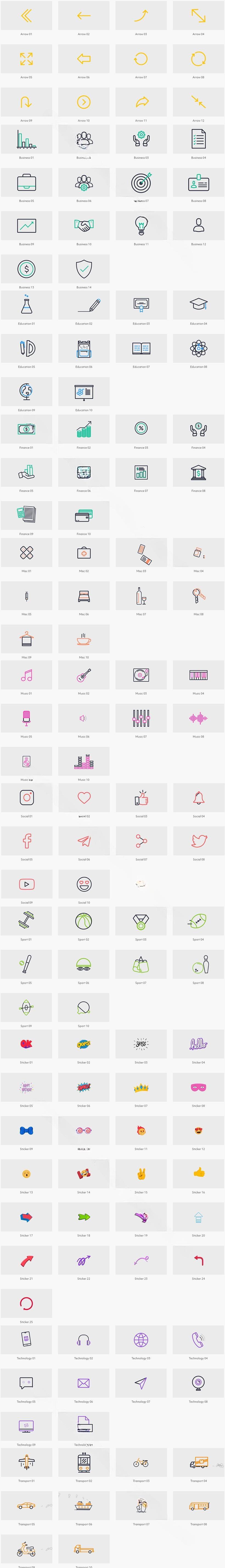FCPX插件-132个创意简洁有趣贴纸Icons图标动画 FCPX插件-132个创意简洁有趣贴纸Icons图标动画