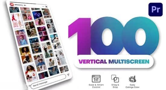 PR模板-100种竖屏多画面网格组合动态分屏预设 Vertical Multiscreen Pack