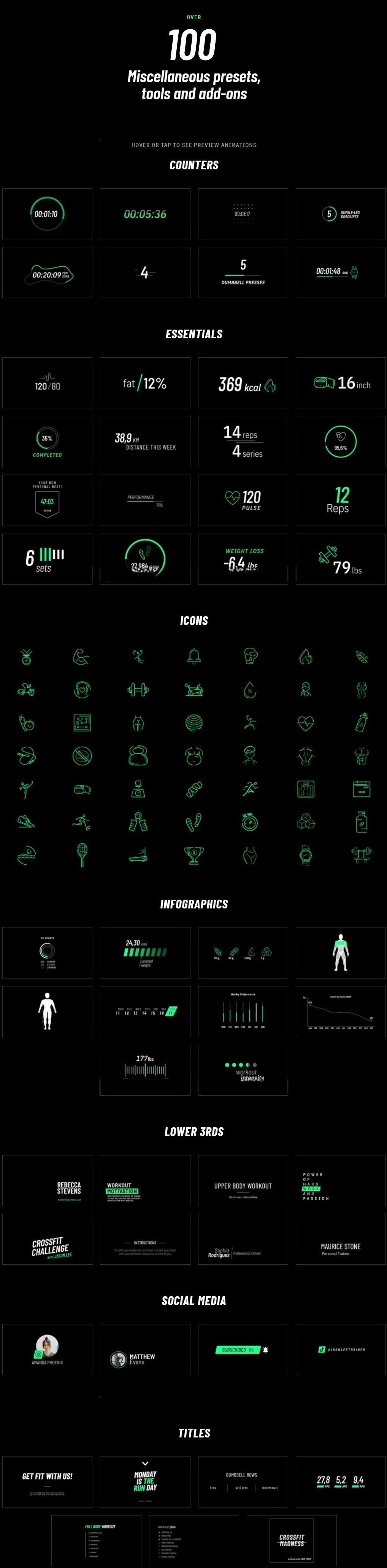 FCPX插件-106个活力动感体育健身训练图形数据标题动画 mFitness FCPX插件-106个活力动感体育健身训练图形数据标题动画 mFitness
