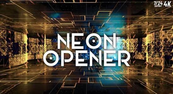 未来数字科技图形空间穿梭图文介绍展示动画AE模板 Neon Opener