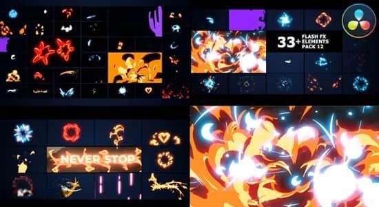 达芬奇模板-33个二维卡通手绘MG图形动画 Flash FX Elements Pack