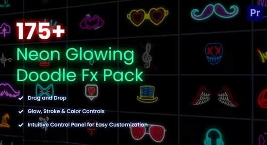 AE/PR模板-175个霓虹发光涂鸦图形动画包 Neon Glowing Doodle Pack AE/PR模板-175个霓虹发光涂鸦图形动画包 Neon Glowing Doodle Pack