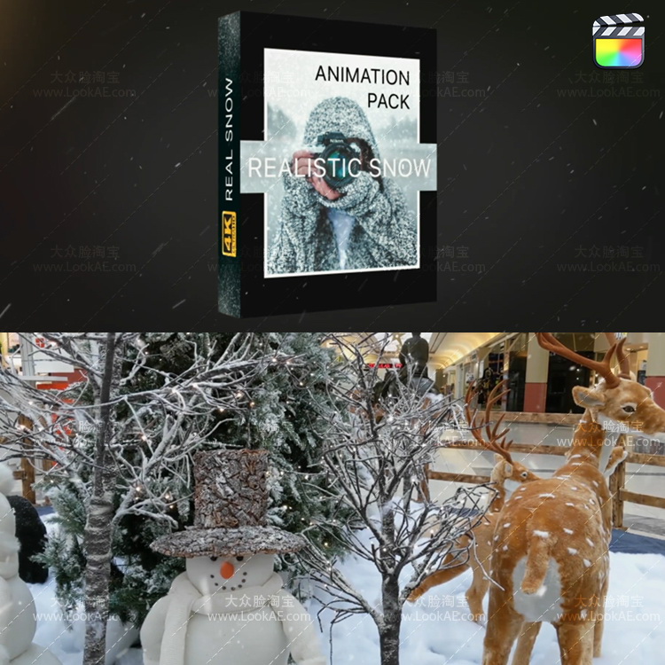 中文FCPX插件-21个冬天下雪飘雪特效叠加动画