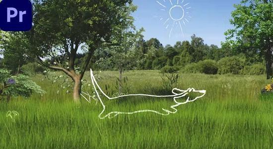 PR模板-创意手绘线条狗跑着把LOGO拉扯出来展示片头 Dog Intro PR模板-创意手绘线条狗跑着把LOGO拉扯出来展示片头 Dog Intro