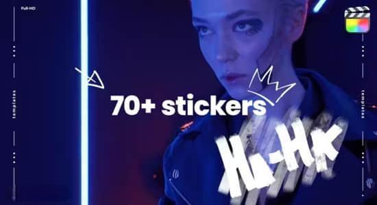 FCPX插件-70个手绘动态卡通图形贴纸元素动画 Animated Stickers Pack FCPX插件-70个手绘动态卡通图形贴纸元素动画 Animated Stickers Pack