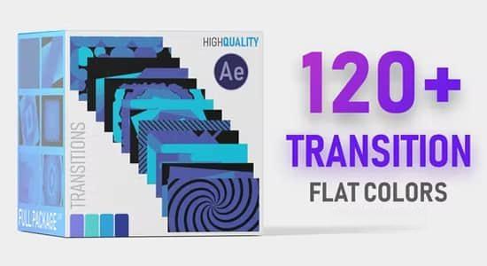 AE脚本/模板-120种平面二维彩色图形转场过渡动画预设 Flat Color Transition Pack HD