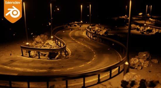 Blender插件-曲线绘制三维道路生成器预设 Curves To Roads V1 (Geometrynodes)