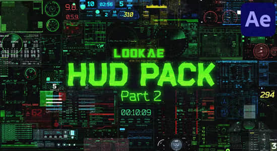 AE模板-54种HUD未来科技感元素UI动画 HUD Pack 2 AE模板-54种HUD未来科技感元素UI动画 HUD Pack 2