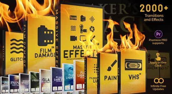 AE脚本模板-2000种视觉特效无缝转场视频素材预设包 Massive Effects Toolkit Big Pack