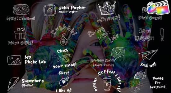 FCPX插件-16个手绘卡通素描涂鸦图形文字标题动画 Scribble Sketch Lower Thirds FCPX插件-16个手绘卡通素描涂鸦图形文字标题动画 Scribble Sketch Lower Thirds