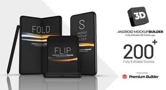 AE脚本/模板-200种三维手机模型界面APP展示介绍动画 Android Mock-Up Builder