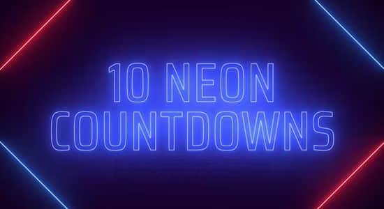AE模板-霓虹发光线条图形数字倒计时开场片头动画 Neon Countdowns