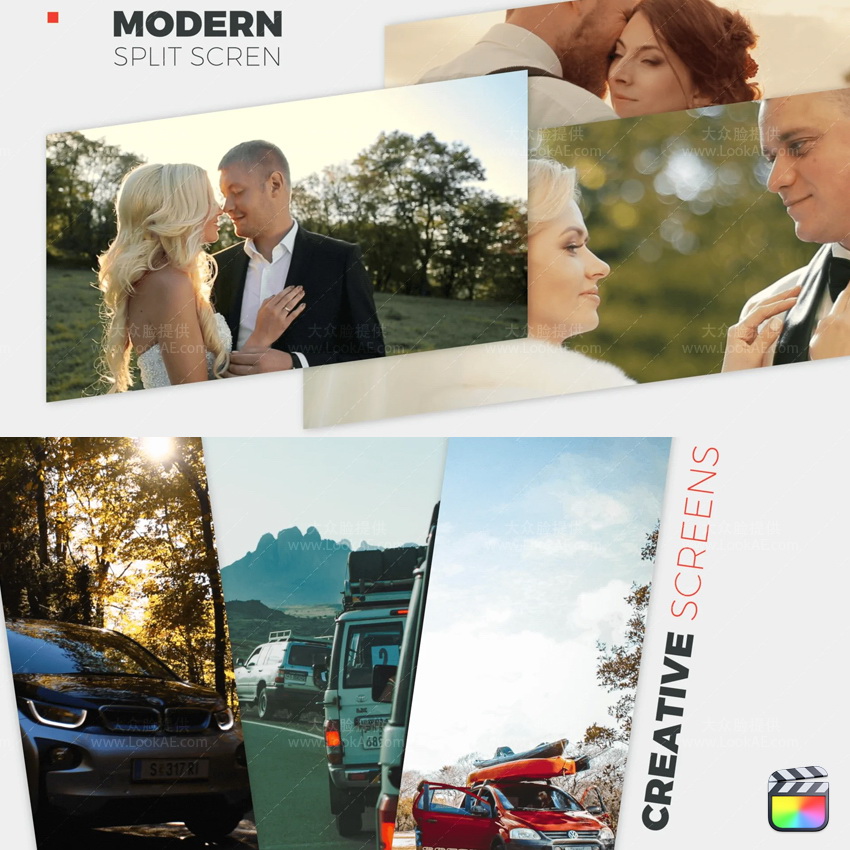 FCPX插件-50种多画面拼贴组合排列标题介绍展示动画预设V2 FCPX插件-50种多画面拼贴组合排列标题介绍展示动画预设V2