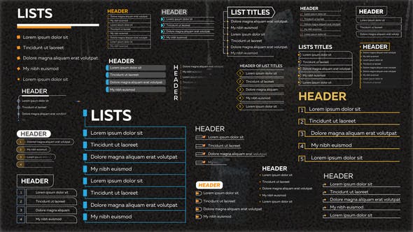 AE模板-20个项目列表分类文字标题动画 List Titles AE模板-20个项目列表分类文字标题动画 List Titles