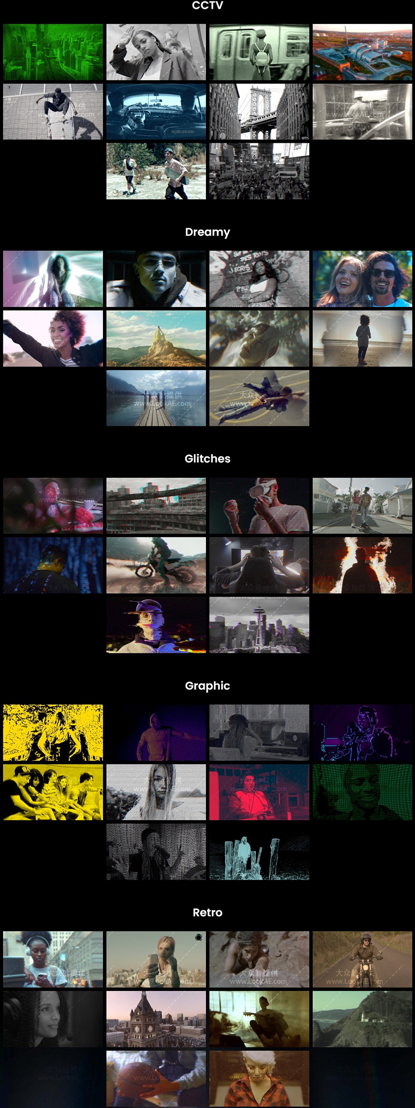 FCPX插件-50种复古梦幻故障混合视觉特效动画预设+使用教程 FCPX插件-50种复古梦幻故障混合视觉特效动画预设+使用教程