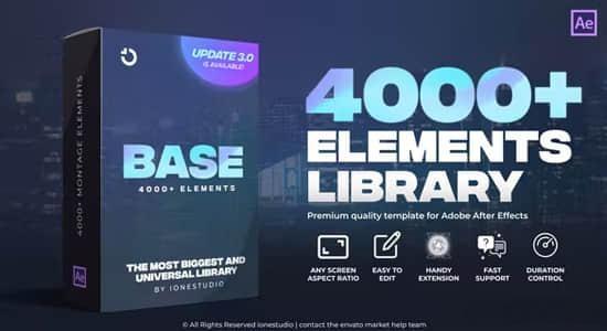 AE脚本-4000种视频无缝转场字幕条标题图形排版设计调色视觉特效预设包BASE V3.0