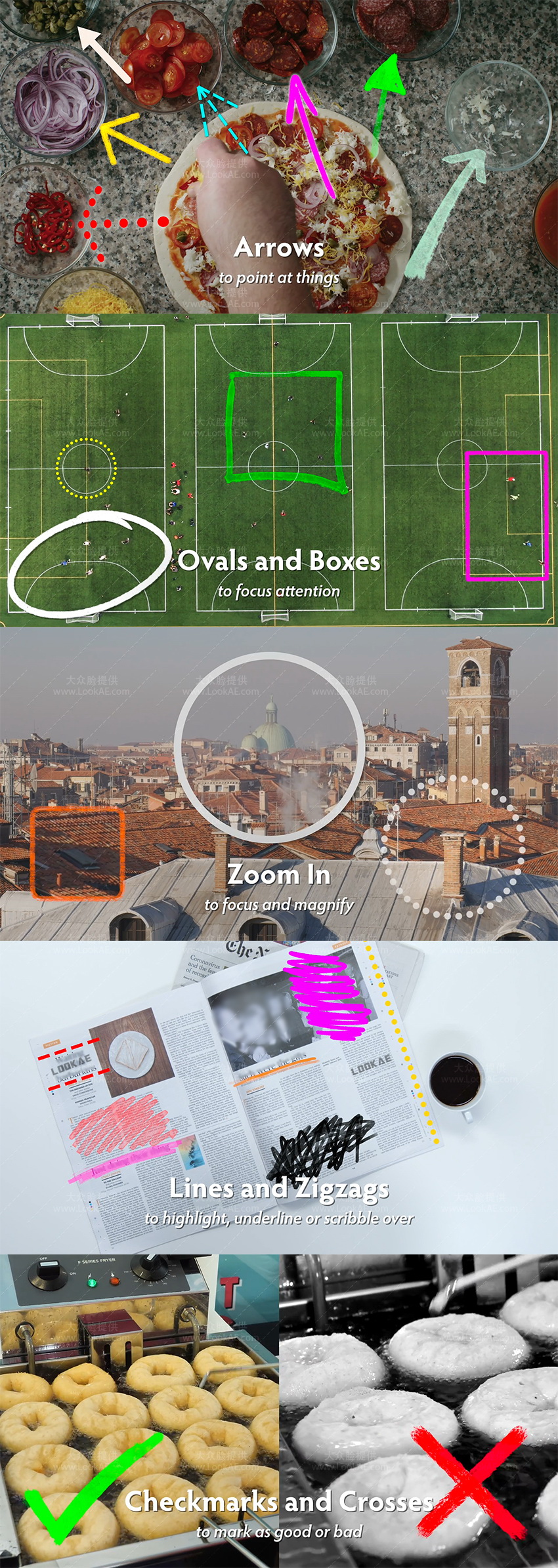 FCPX插件-81个箭头线条图形重点突出标注动画预设
