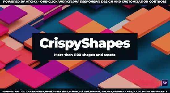 AE脚本-1100种简洁运动图形ICON图标元素MG动画预设 CrispyShapes V1.2
