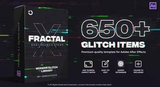 AE脚本-650个信号故障损坏干扰特效文字标题转场动画预设 FRACTAL X Glitch Pack AE脚本-650个信号故障损坏干扰特效文字标题转场动画预设 FRACTAL X Glitch Pack