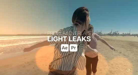 镜头光晕炫光动画叠加特效AE/PR模板 Premium Overlays Light Leaks