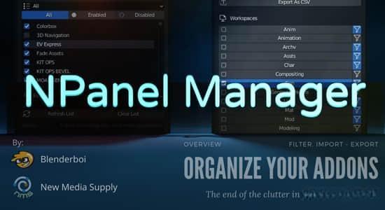 Blender插件整理管理工作流工具 N Panel Manager v1.2 Blender插件整理管理工作流工具 N Panel Manager v1.2