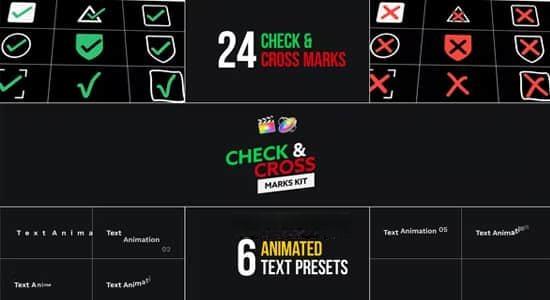 FCPX插件-对错勾叉标记动画工具包 Check & Cross Marks Kit FCPX插件-对错勾叉标记动画工具包 Check & Cross Marks Kit