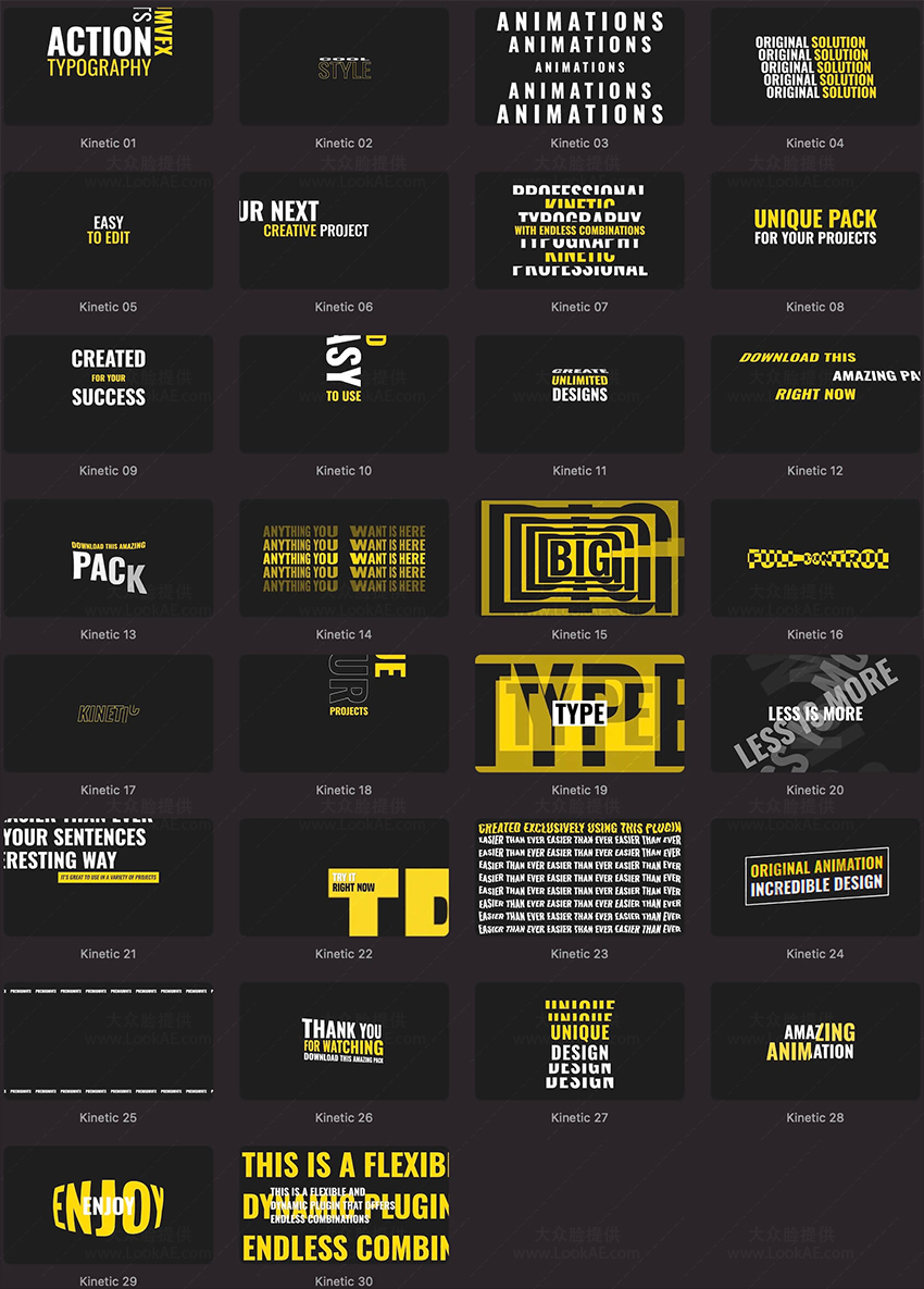 FCPX插件-30种活力动感创意文字标题排版动画预设
