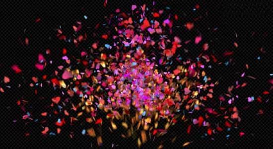 AE模板-彩筒礼花喷射心形五彩纸屑动画 Valentine s Hearts Confetti