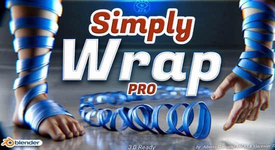 Blender插件-绳子绸带样条线缠绕工具 Simply Wrap Pro 3.0 (含使用教程/预设库)