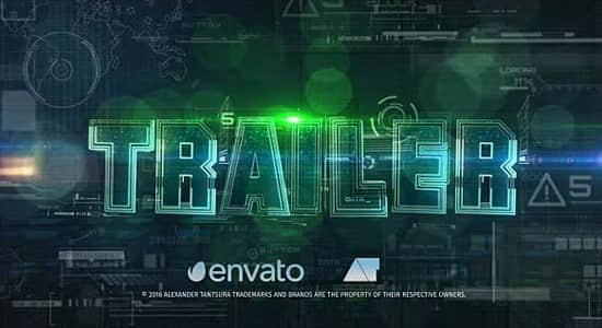 AE模板-未来科技感HUD图形文字标题动画 Futuristic Trailer