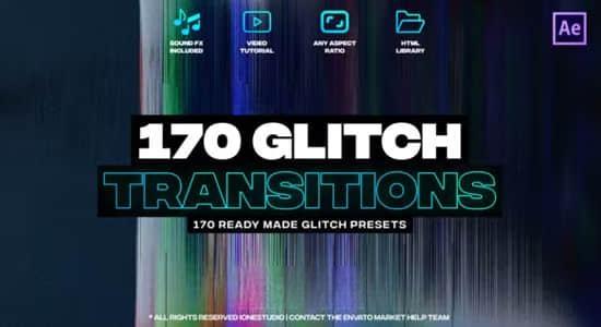 AE模板-170种数字故障干扰毛刺损坏VHS转场预设 Glitch Transitions