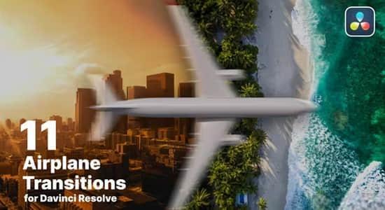 达芬奇模板-创意飞机飞行遮挡擦除无缝转场过渡预设 Airplane Transitions