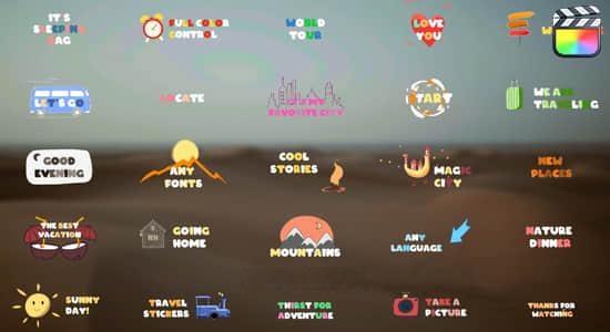 FCPX插件-25种缤纷甜美VLOG旅行游记卡通文字标题动画 FCPX插件-25种缤纷甜美VLOG旅行游记卡通文字标题动画