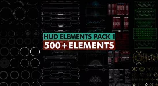 AE脚本-500个科技感HUD元素屏幕界面图形动画 HUD Elements Pack 1