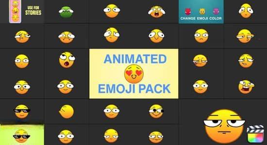 FCPX插件-33个有趣搞怪卡通表情动画 Animated Emoji Pack