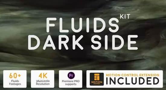 60个黑色背景彩色水墨流体动画4K视频素材 Fluids Dark Side Kit