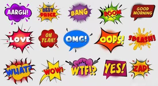 AE模板-动漫卡通综艺花字贴纸搞笑有趣气泡文字标题动画 AE模板-动漫卡通综艺花字贴纸搞笑有趣气泡文字标题动画