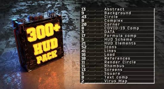 AE模板-300个科技感HUD元素界面图形动画包 HUD Element Pack