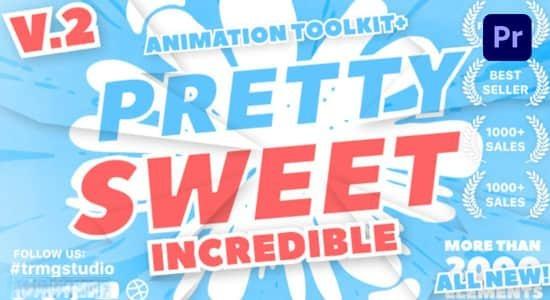 PR模板-手绘卡通流体MG图形文字标题转场背景动画预设