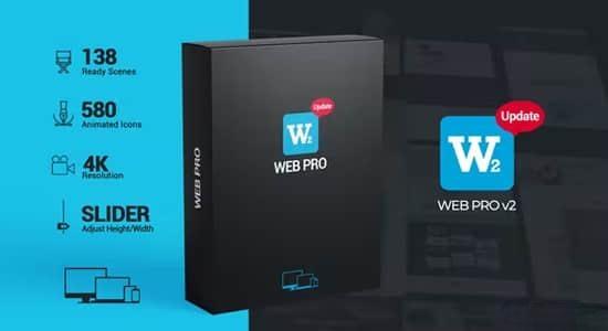 网站客户端页面展示介绍宣传动画AE模板 Web Pro v2
